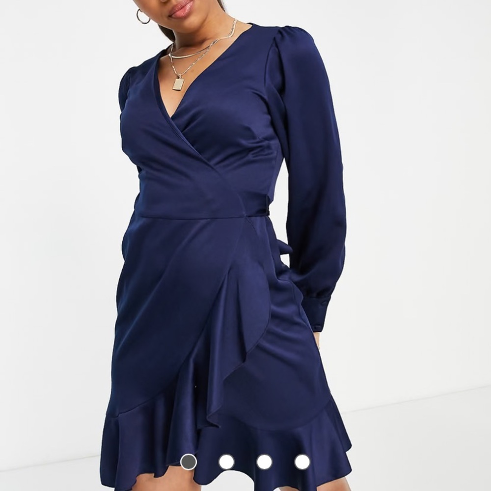 Heartloom Midnight Navy Wrap Dress with Long Sleeves
